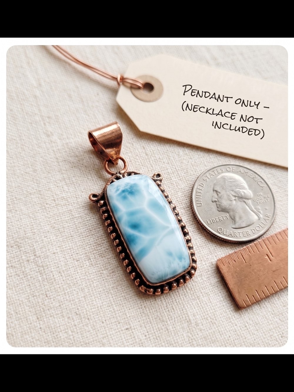 Larimar Copper Pendant - Blue Stone Pendant (Pendant Only)